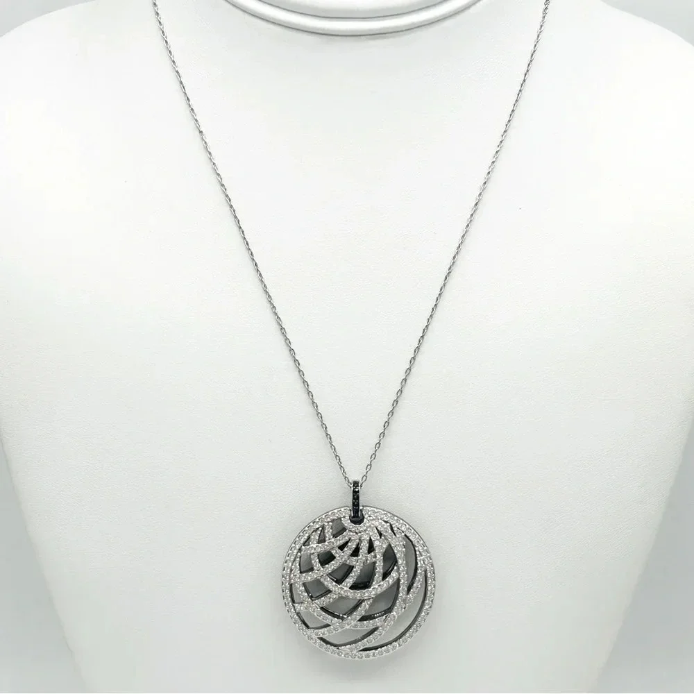 Swarovski Crystal Dual Sided Pave Pendant Necklace